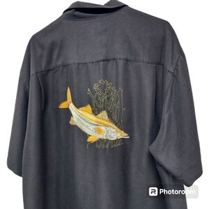 Hook and Tackle Mens Embroidered Hawian Fishing Snook Shirt SZ‎ 2XL